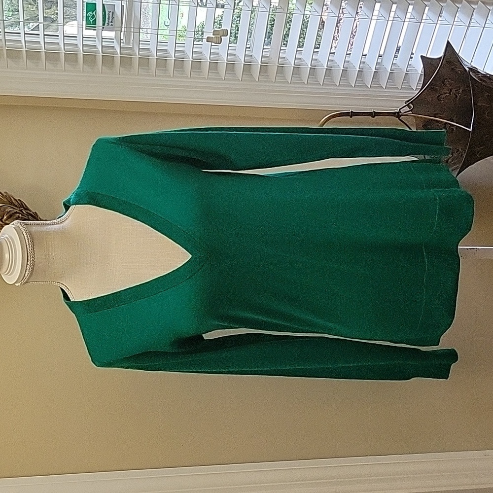 J. CREW cashmere Kelly green Vneck long sleeve pullover sweater Medium EUC …